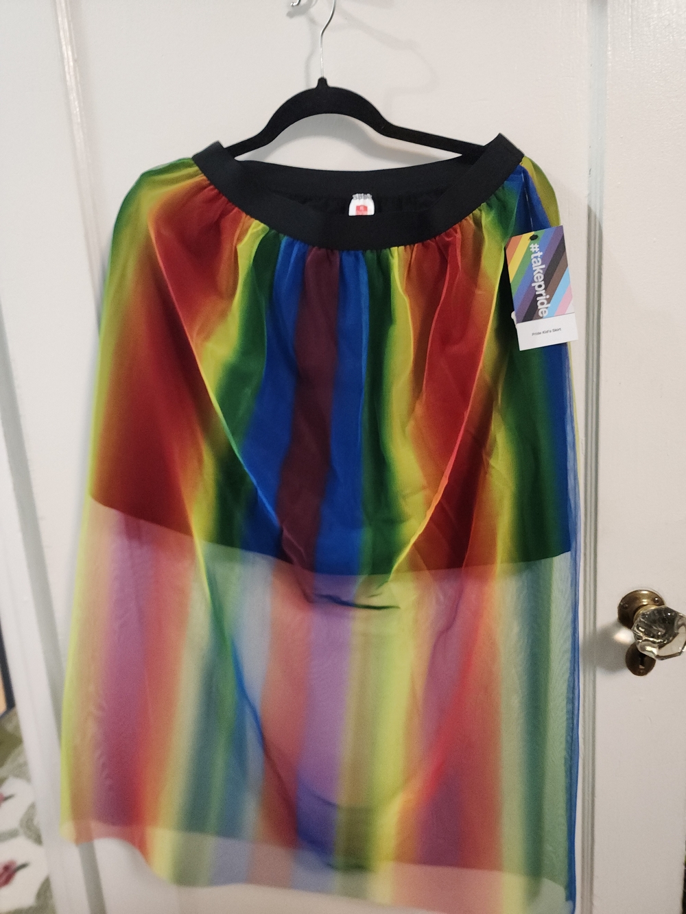 Target Rainbow Stripe High-Low Mesh Skirt with Black Waistband - Picture 3 of 3